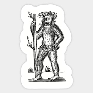 Wild Man or Green Man Medieval Woodcut Sticker